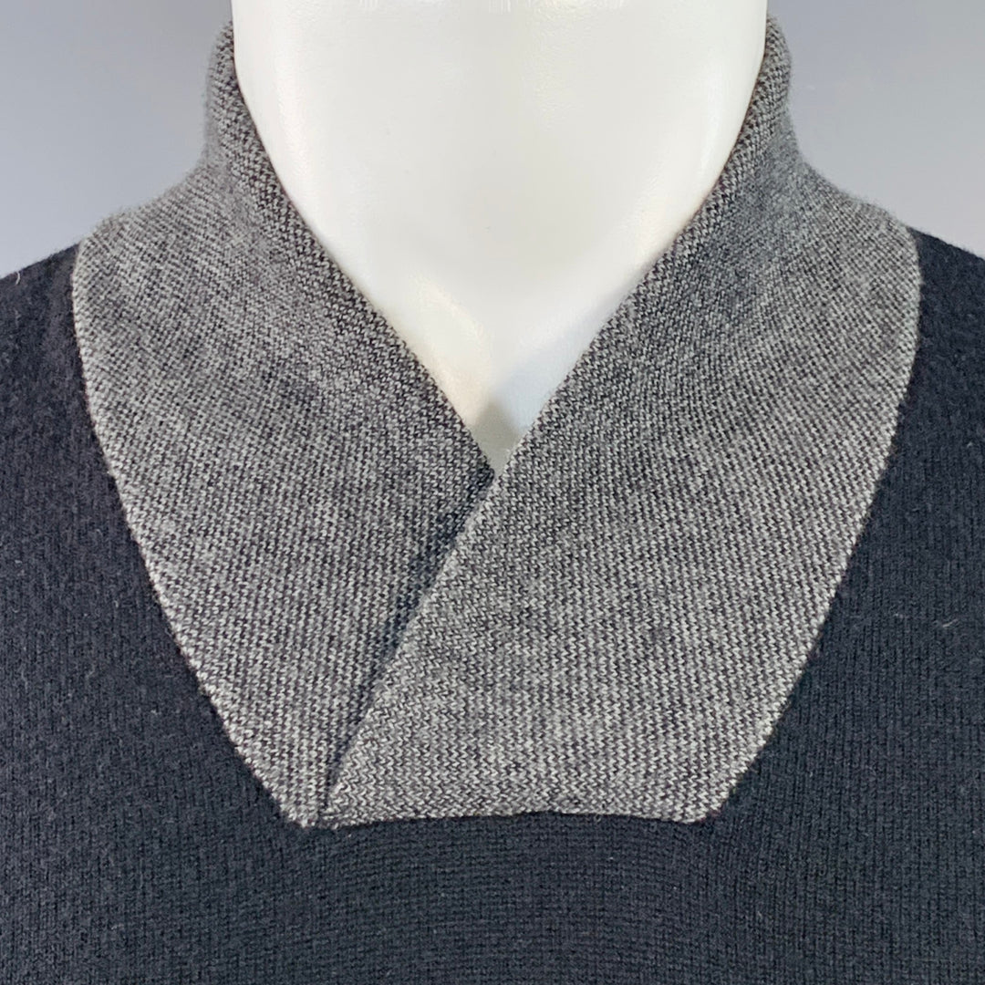 RAG & BONE Size M Black Grey Knit Wool Blend V-Neck Pullover