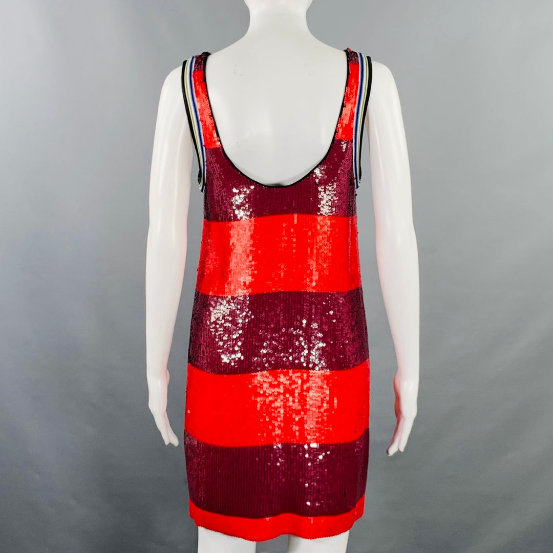 3.1 PHILLIP LIM Size S Red Burgundy Silk Stripe Tank Shift Dress