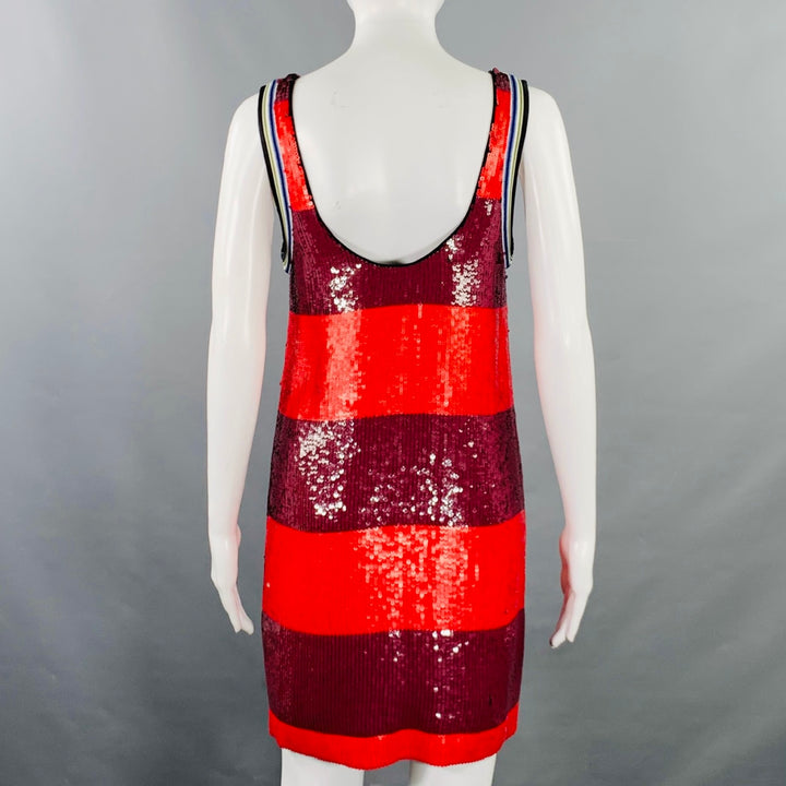 3.1 PHILLIP LIM Size S Red Burgundy Silk Stripe Tank Shift Dress