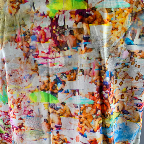 ROBERT GRAHAM Size XXL White Abstracted Beach Print Short Sleeve Shirt