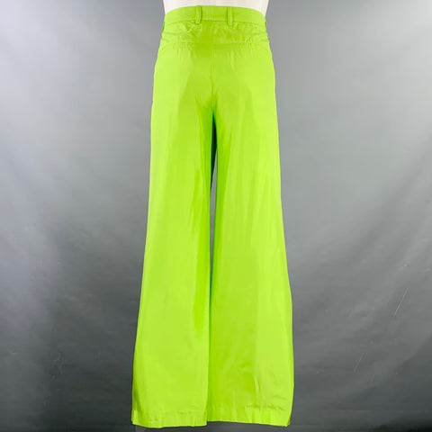 DRIES VAN NOTEN Size S Neon Green Silk Cotton Notch Lapel Suit