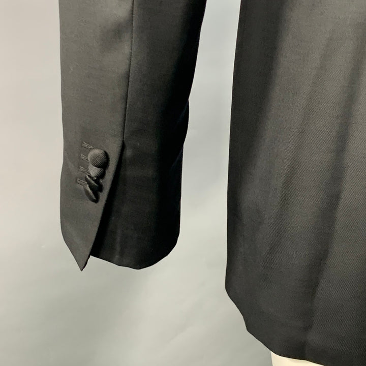 SUITSUPPLY Size 38 Long Black Wool Peak Lapel Sport Coat