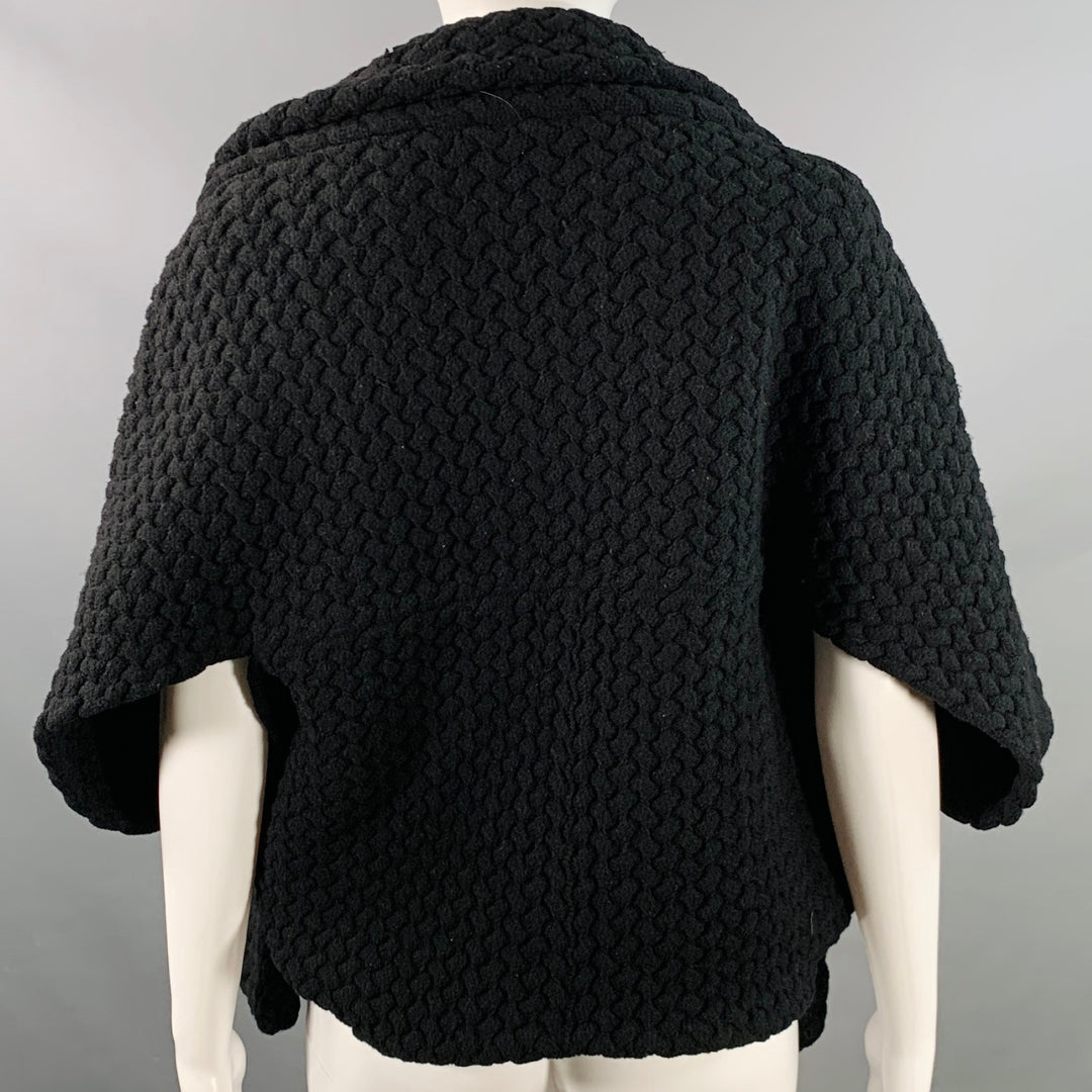 ALAIA Size M Black Wool Blend Woven Cropped Open Front Shrug Cardigan
