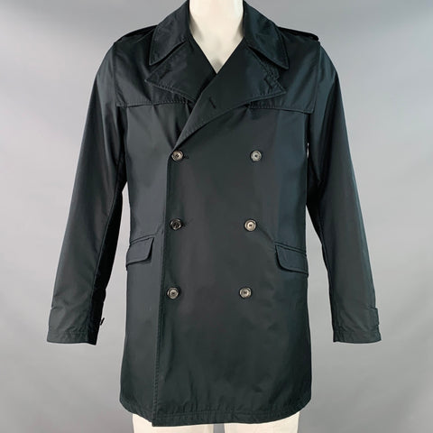 DUNHILL Vintage FW09 Size 42 Black Double Breasted Trenchcoat