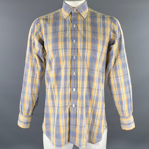 TURNBULL & ASSER Size L White Multi-Color Plaid Long Sleeve Shirt