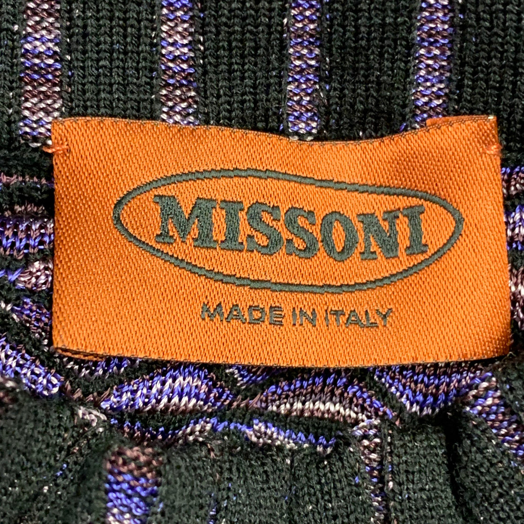MISSONI Size 2 Purple Wool Blend Geometric High Neck Midi Dress