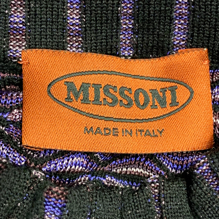 MISSONI Size 2 Purple Wool Blend Geometric High Neck Midi Dress