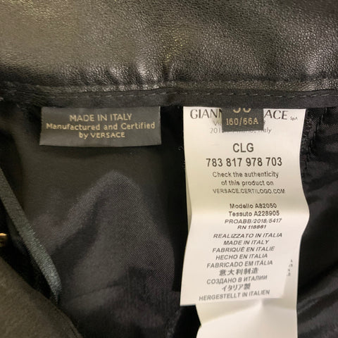 VERSACE FW2018 Size 2 Black Gold Lambskin Cigarette Casual Pants