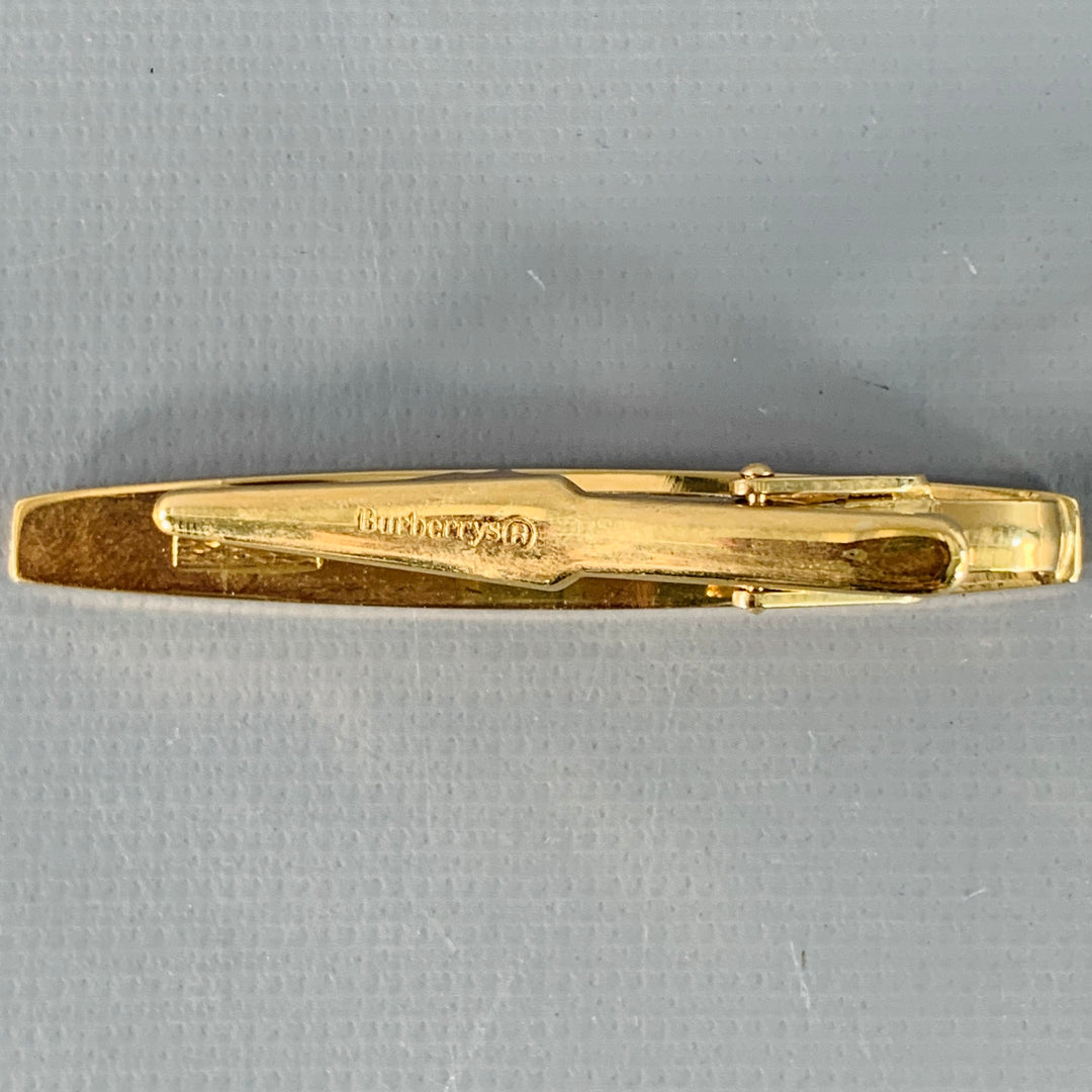 BURBERRY Vintage Gold Silver Horse Logo Metal Tie Clip