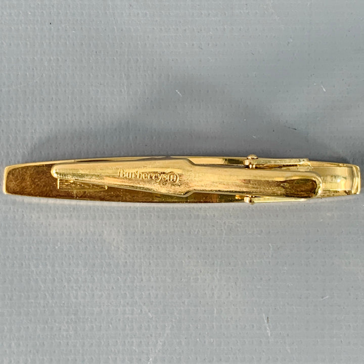 BURBERRY Vintage Gold Silver Horse Logo Metal Tie Clip
