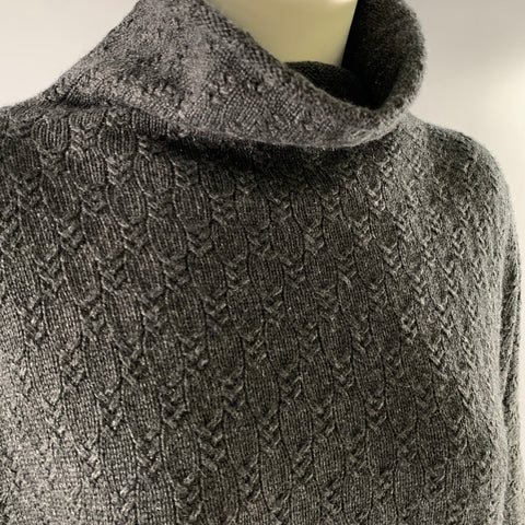 ESKANDAR Size M Grey Silk Cashmere Oversized Turtleneck Sweater