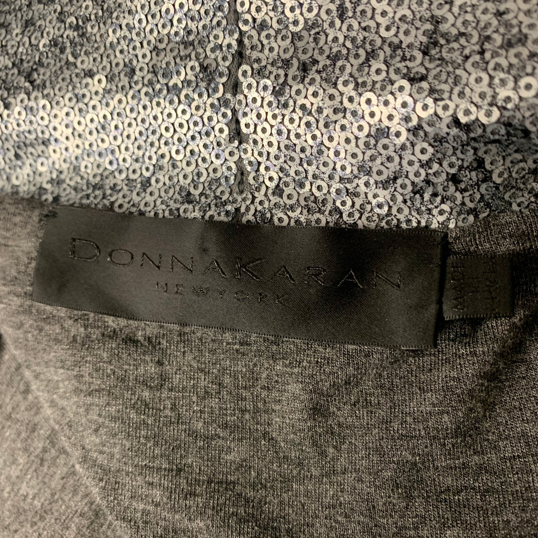 DONNA KARAN Size 6 Grey Silver Sequin Polyester Viscose Jacket