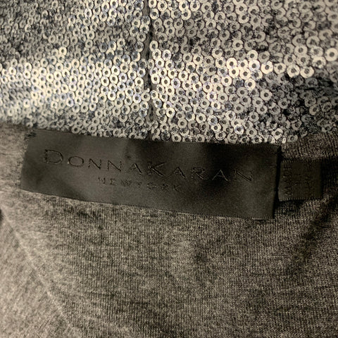 DONNA KARAN Size 6 Grey Silver Sequin Polyester Viscose Jacket