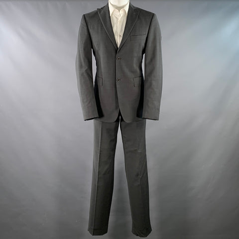 TOCCAMI Size 38 Grey Charcoal Wool Peak Lapel Suit