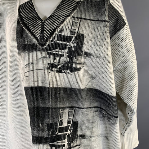 CALVIN KLEIN 205W39NYC Size One Size White Black Knitted Acrylic Blend Sweater