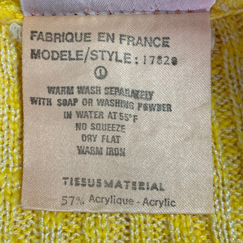 COURREGES Vintage Size XS Yellow Acrylic Blend Rib Knit V-Neck Cardigan