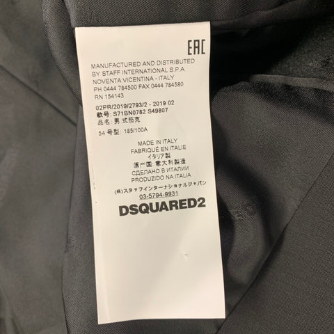 DSQUARED2 Size 44 Black Wool Blend Zip Up Sport Coat