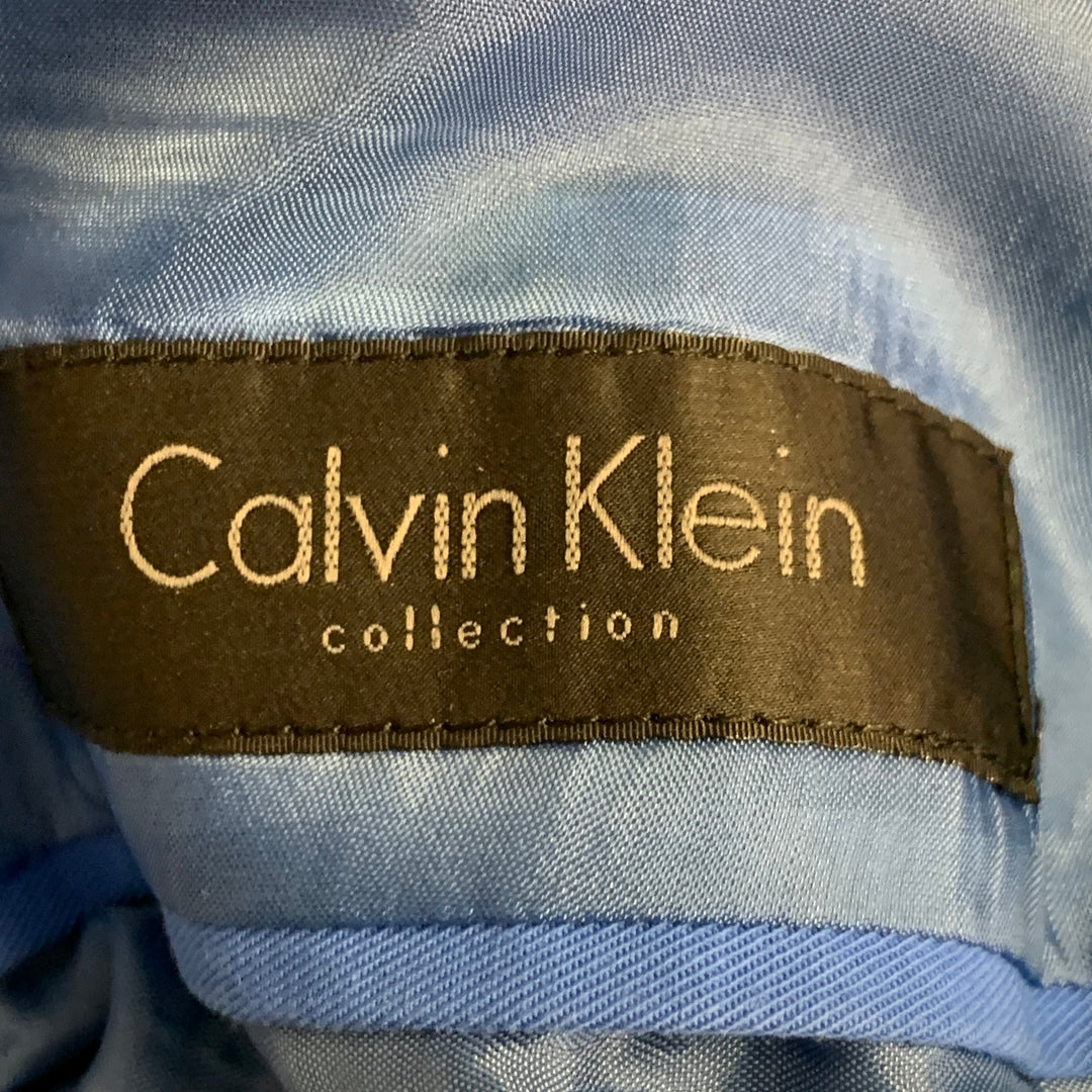 CALVIN KLEIN COLLECTION Size 36 Blue Cotton Twill Notch Lapel Single Button Sport Coat