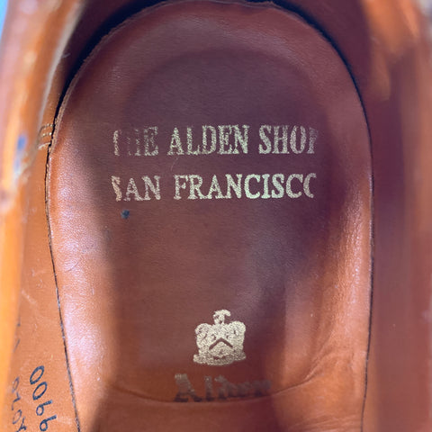 ALDEN Size 8.5 Camel Leather Derby Lace Up Shoes