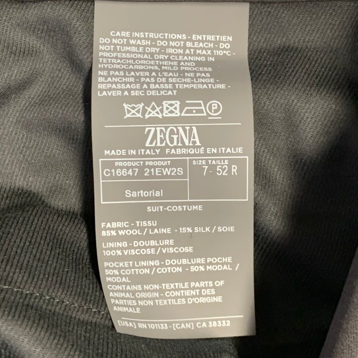 ERMENEGILDO ZEGNA Size 36 Black Wool Silk Flat Front Tapered Dress Pants