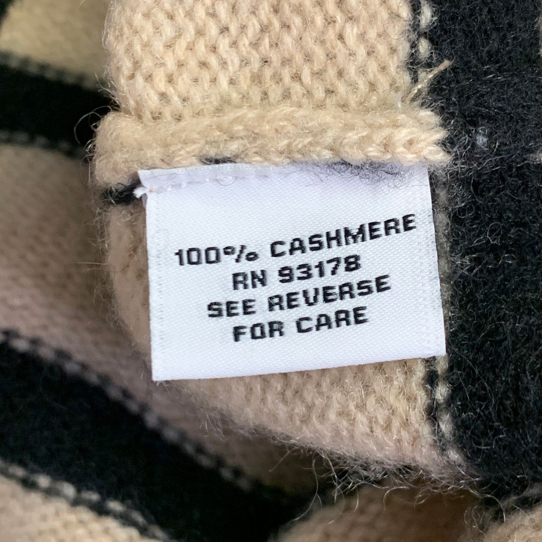 THE CASHMERE PROJECT Size XS Tan Black Cashmere Stripe Cowl Neck Sweater