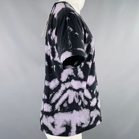 CMMN SWDN Size XS Ridley Bleach Black Purple Bleached Cotton Knit T-shirt