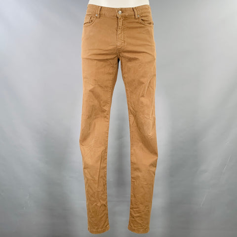 ERMENEGILDO ZEGNA Size 34 Tan Twill Cotton Blend Five Pockets Casual Pants