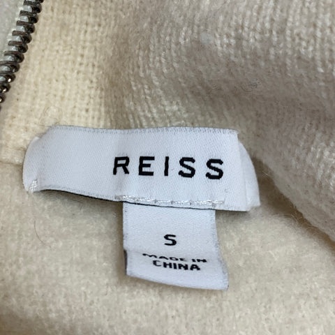 REISS Size S Cream Mixed Materials Wool 1/4 Zip Pullover