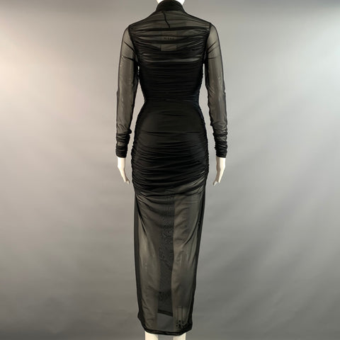MISHA Size XS Black Polyester Blend Sheer Long Gown Evening Dress