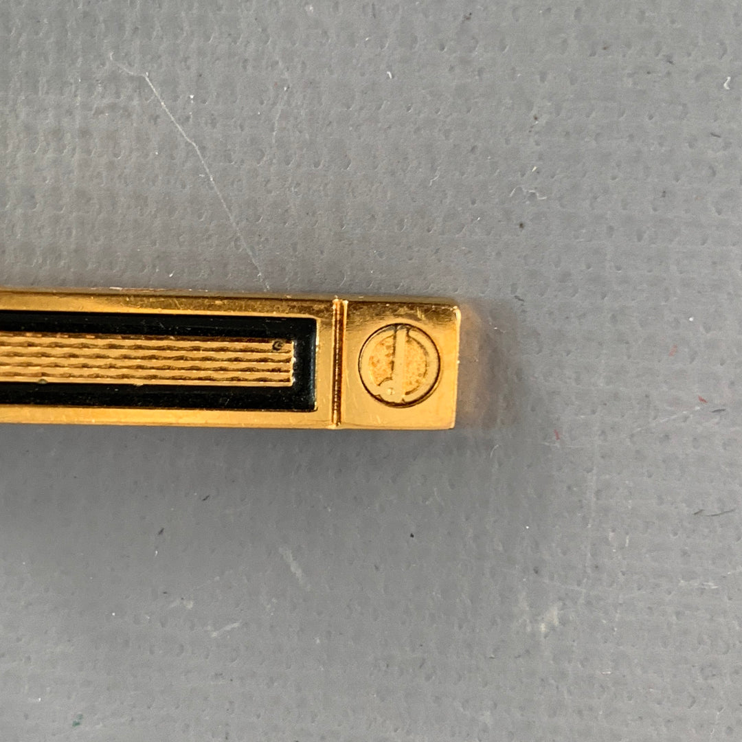 DUNHILL One Size Gold Black Embossed Metal Tie Clip