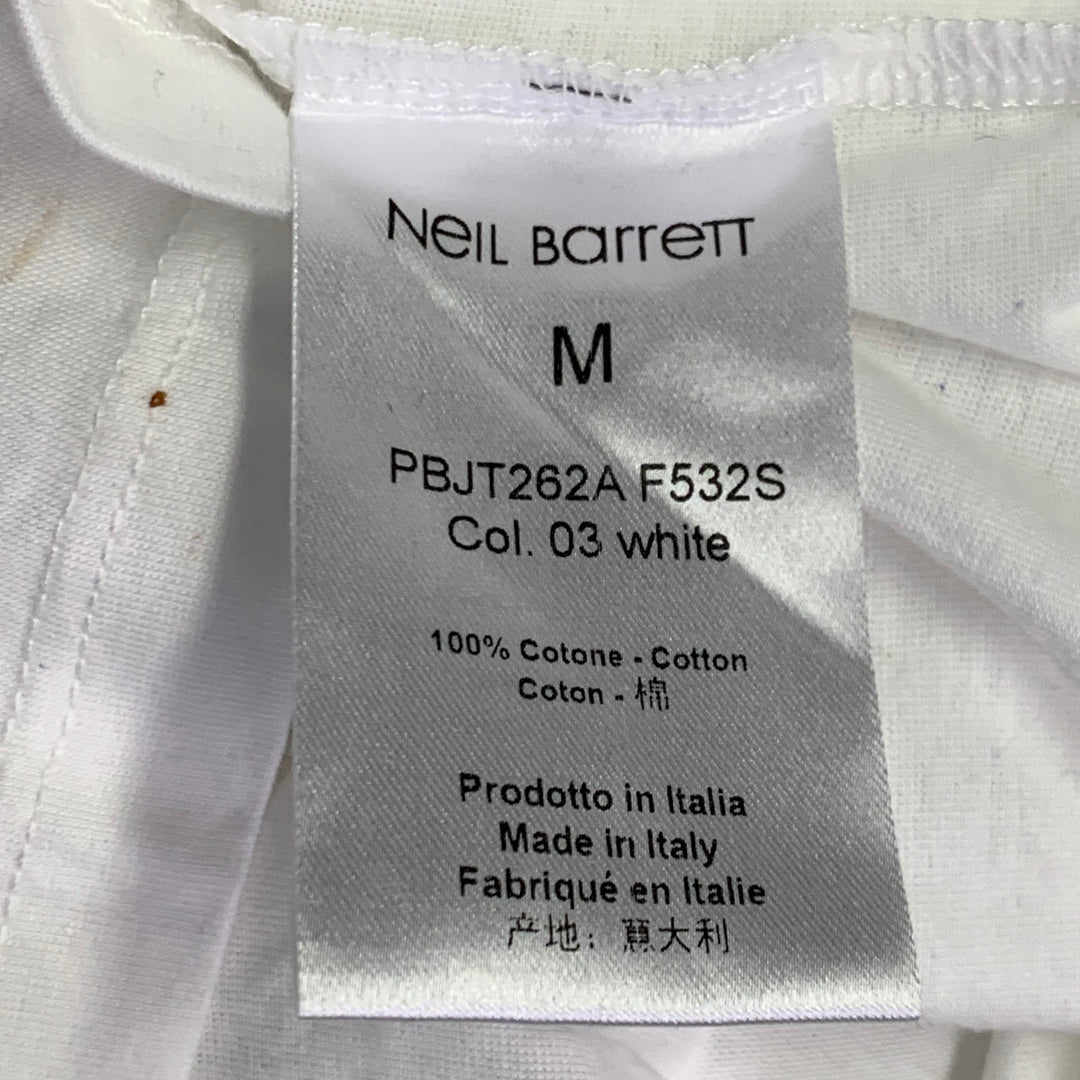 NEIL BARRETT Size M Sid McQueen Hybrid Mugshot White Black Print Cotton Loose Fit Crew Neck T-shirt