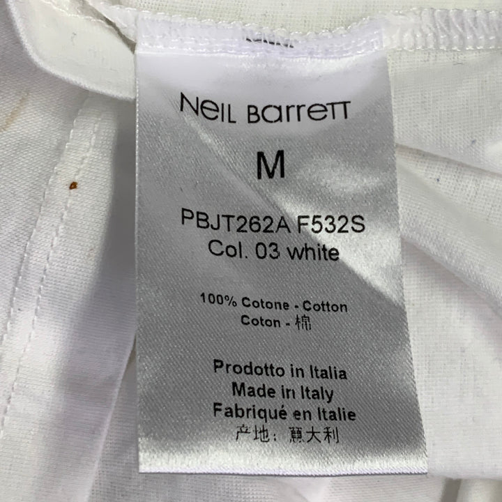 NEIL BARRETT Size M Sid McQueen Hybrid Mugshot White Black Print Cotton Loose Fit Crew Neck T-shirt