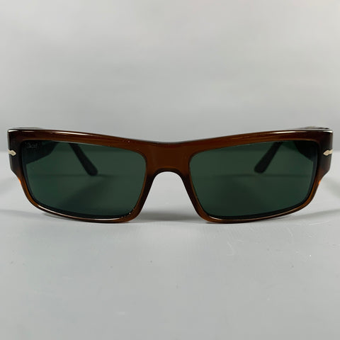 PERSOL Brown Silver Acetate Sunglasses