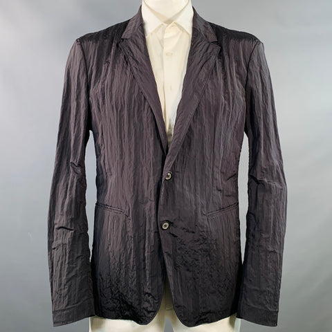 WOOYOUNGMI Size 44 Black Polyester Blend Notch Lapel Sport Coat