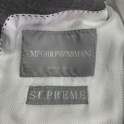 EMPORIO ARMANI Taille 36 Costume à revers en laine et soie unie gris