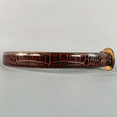 ANN TAYLOR Size S Brown Croc Embossed Leather Covered Buckle Belt