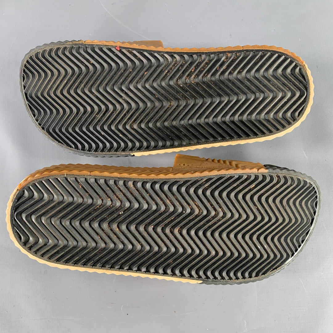 ALEXANDER WANG Size 10 Adilette Black Brown Beige Color Block Rubber Slide Sandals