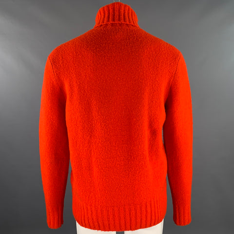 TODD SNYDER Size M Orange Knitted Wool Blend Turtleneck Sweater