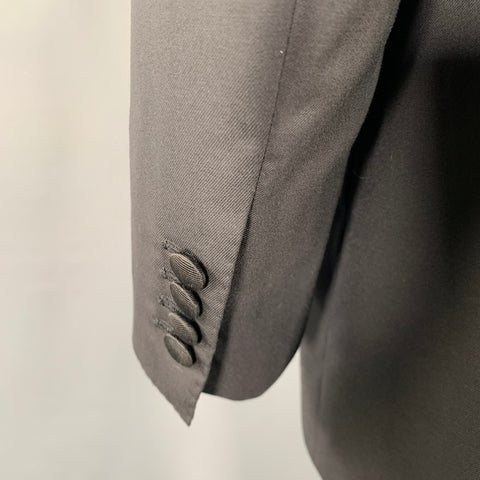 KITON Size 44 Black Wool Peak Lapel Single Button Tuxedo