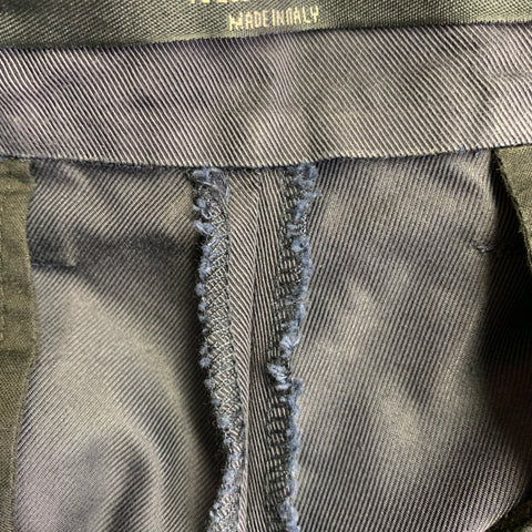 Pantalon décontracté VALENTINO taille 30 en sergé de coton mélangé bleu marine et beige, coupe fuselée, braguette zippée.