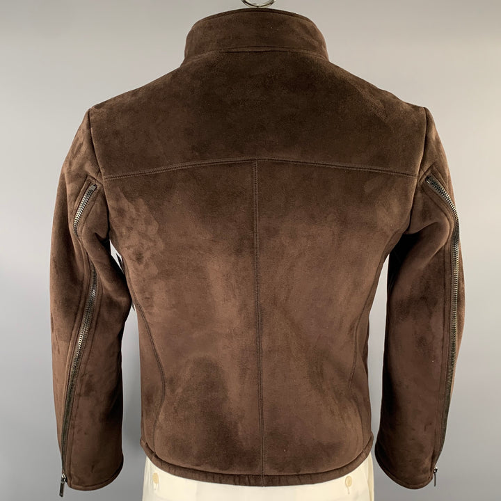 EMPORIO ARMANI Size 40 Brown Polyester Nylon Zip Up Jacket