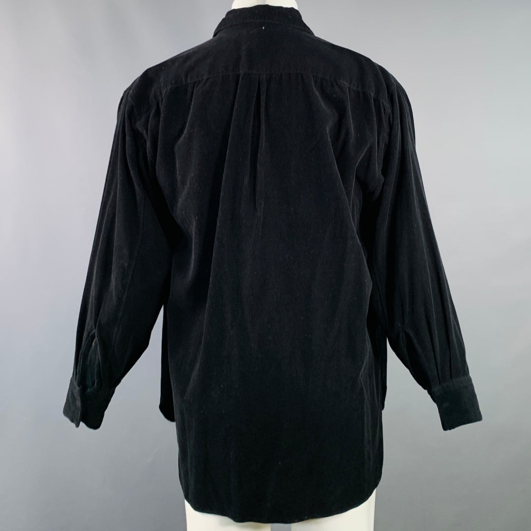 MARKAWARE Size M Black Corduroy Cotton Oversized Two Pockets Long Sleeve Shirt