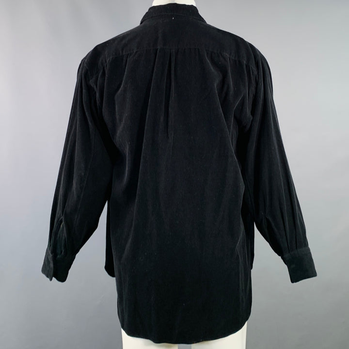 MARKAWARE Size M Black Corduroy Cotton Oversized Two Pockets Long Sleeve Shirt