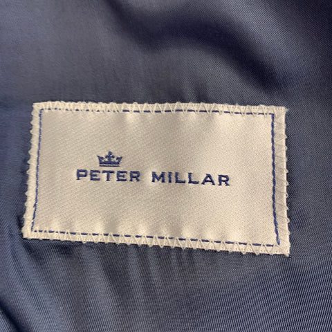 PETER MILLAR Size 44 Regular Blue Brown Checkered Wool Sport Coat