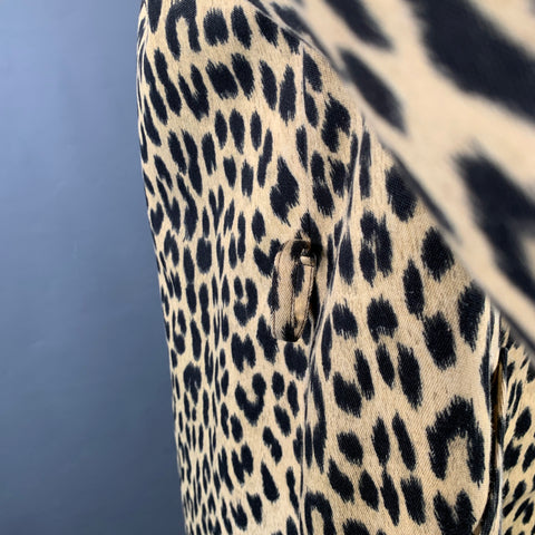ROYAL BLIZZARD Vintage Size S Beige Polyester Blend Animal Print Hidden Buttons Coat