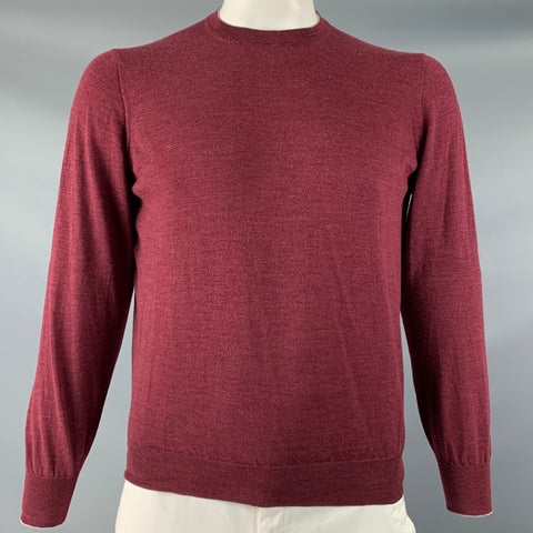 BRUNELLO CUCINELLI Talla M Jersey de cuello redondo de cachemir de lana burdeos