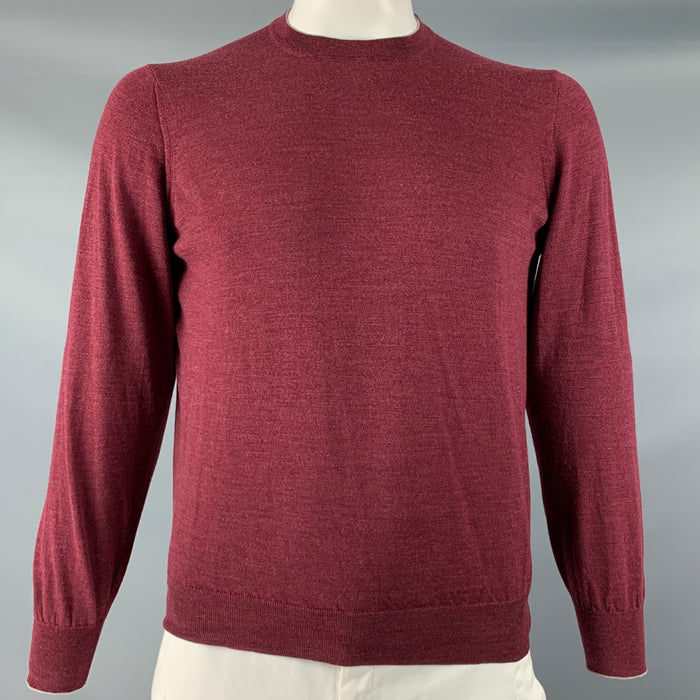 BRUNELLO CUCINELLI Talla M Jersey de cuello redondo de cachemir de lana burdeos