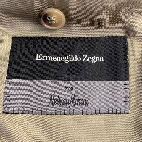 ERMENEGILDO ZEGNA Size 44 Long Grey Blue Houndstooth Wool Sport Coat