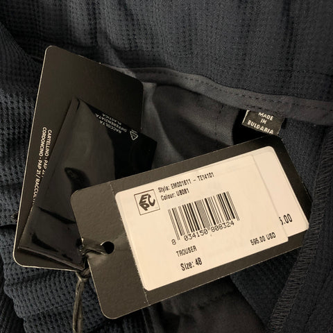 EMPORIO ARMANI Size 32 Navy Textured Elastic Waistband Pants
