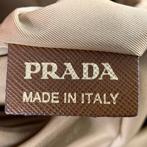 PRADA Orange Gold Saffiano Nylon Leather Trim Tote Handbag